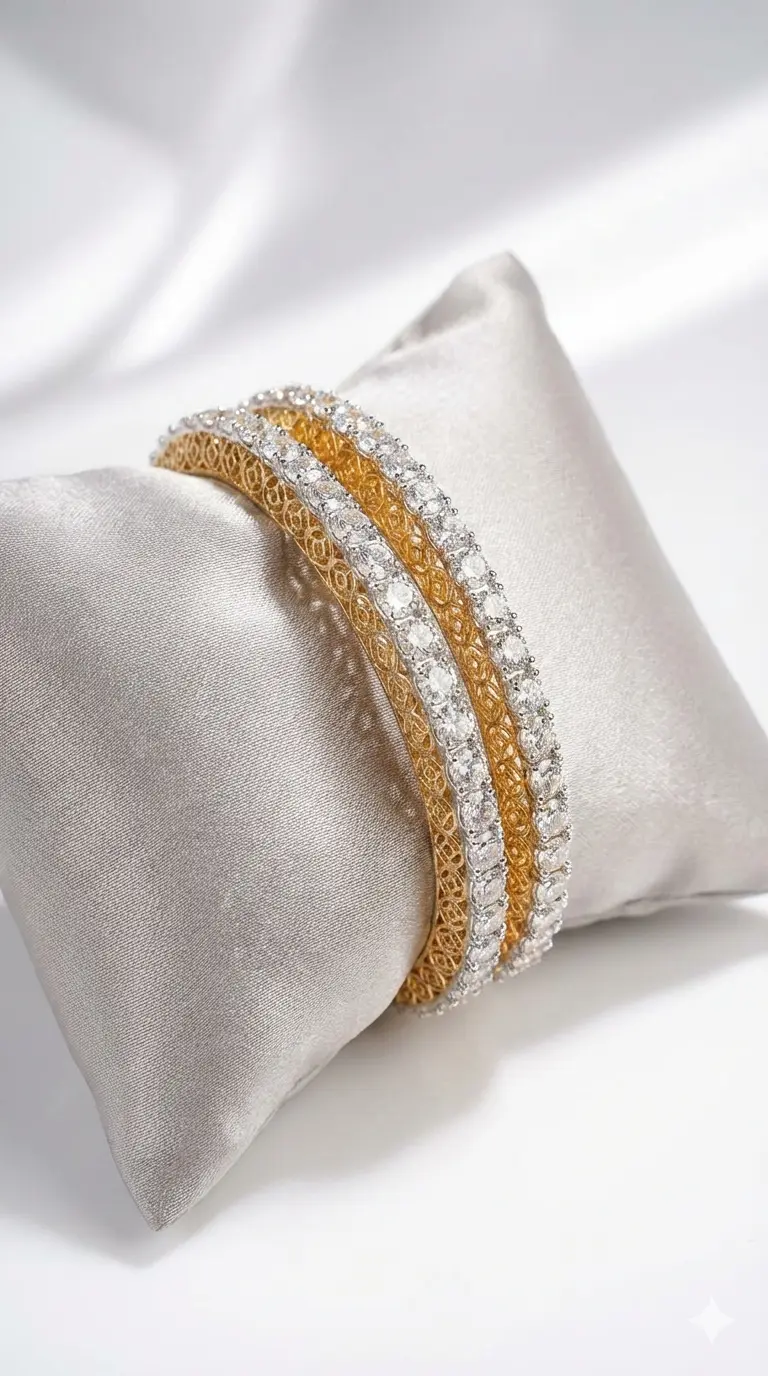 Diamond Studded Gold Kadas